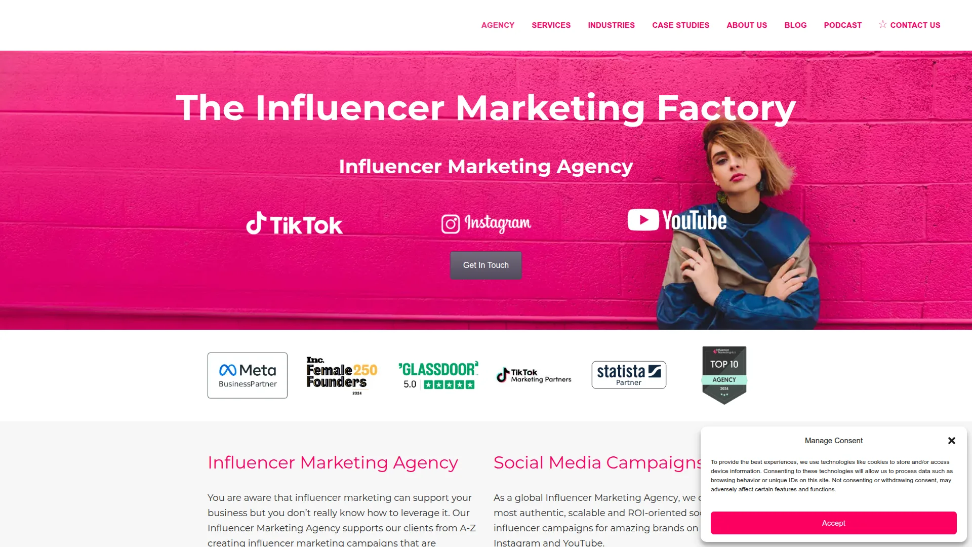 The Influencer Marketing Factory website screenshot