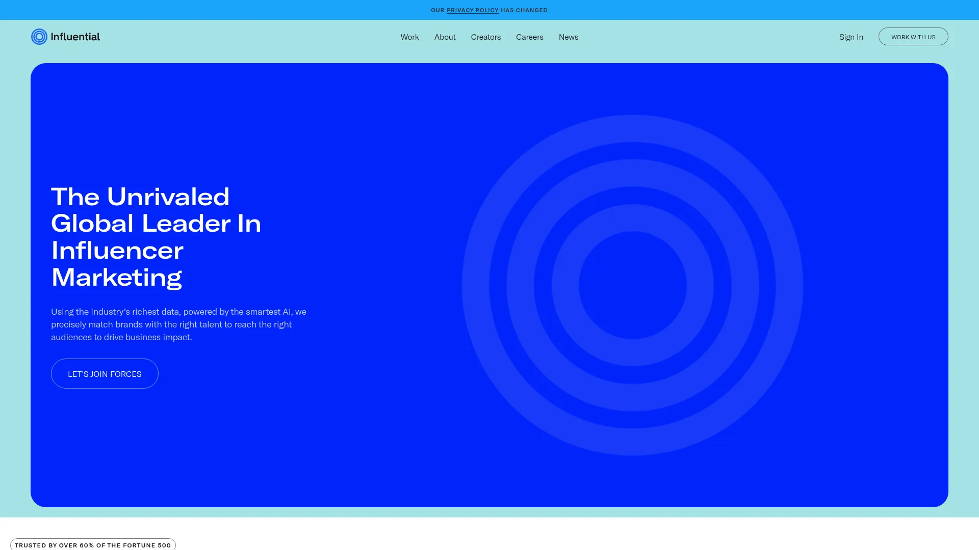 Influential website screenshot