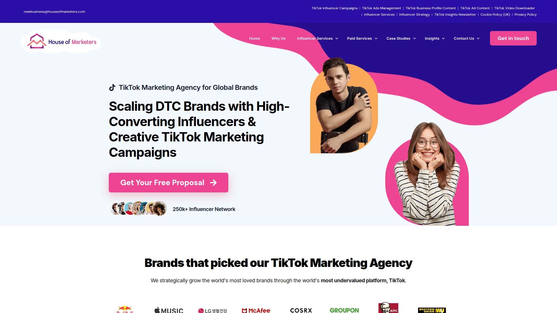House of Marketers website screenshot