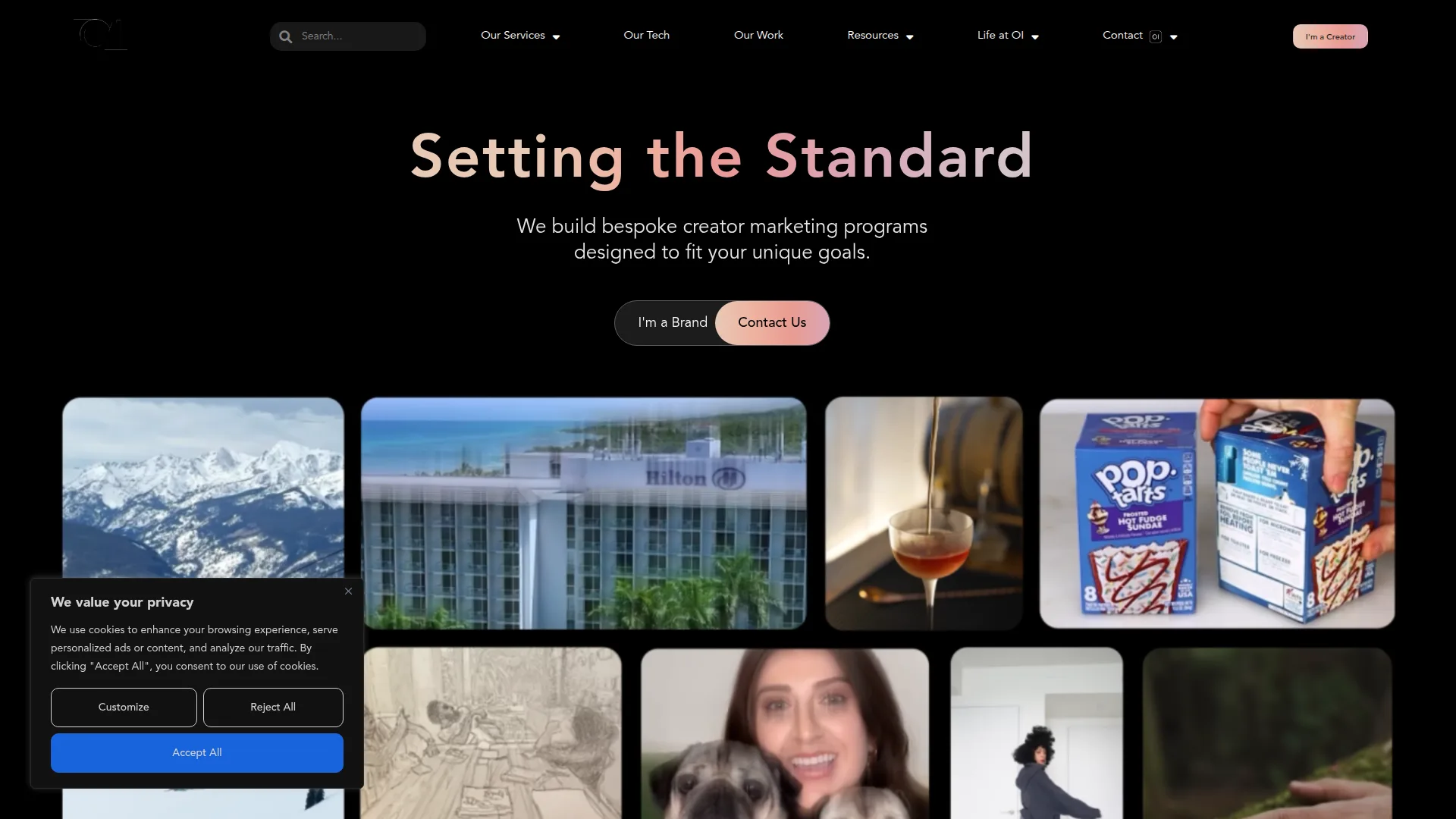 Open Influence website screenshot